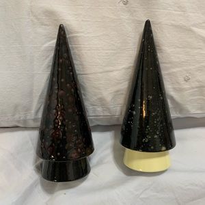 Purple Black Yellow Woodland Ceramic Trees Art Decor Christmas Holiday